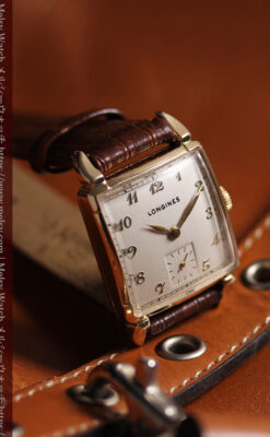 ロンジンのアンティーク金無垢腕時計 丸みのある昭和レトロ 【1949年頃】-W1677-6