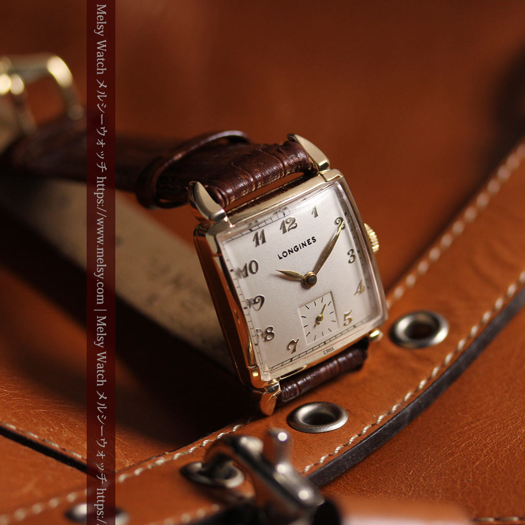 ロンジンのアンティーク金無垢腕時計 丸みのある昭和レトロ 【1949年頃】-W1677-6