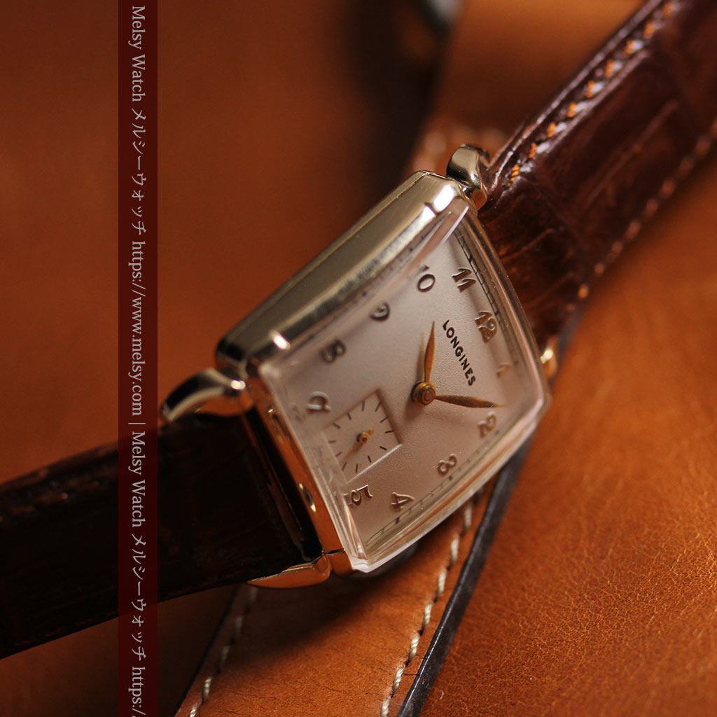 ロンジンのアンティーク金無垢腕時計 丸みのある昭和レトロ 【1949年頃】-W1677-7