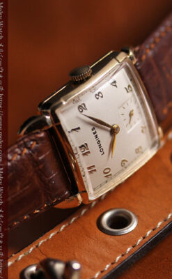 ロンジンのアンティーク金無垢腕時計 丸みのある昭和レトロ 【1949年頃】-W1677-8