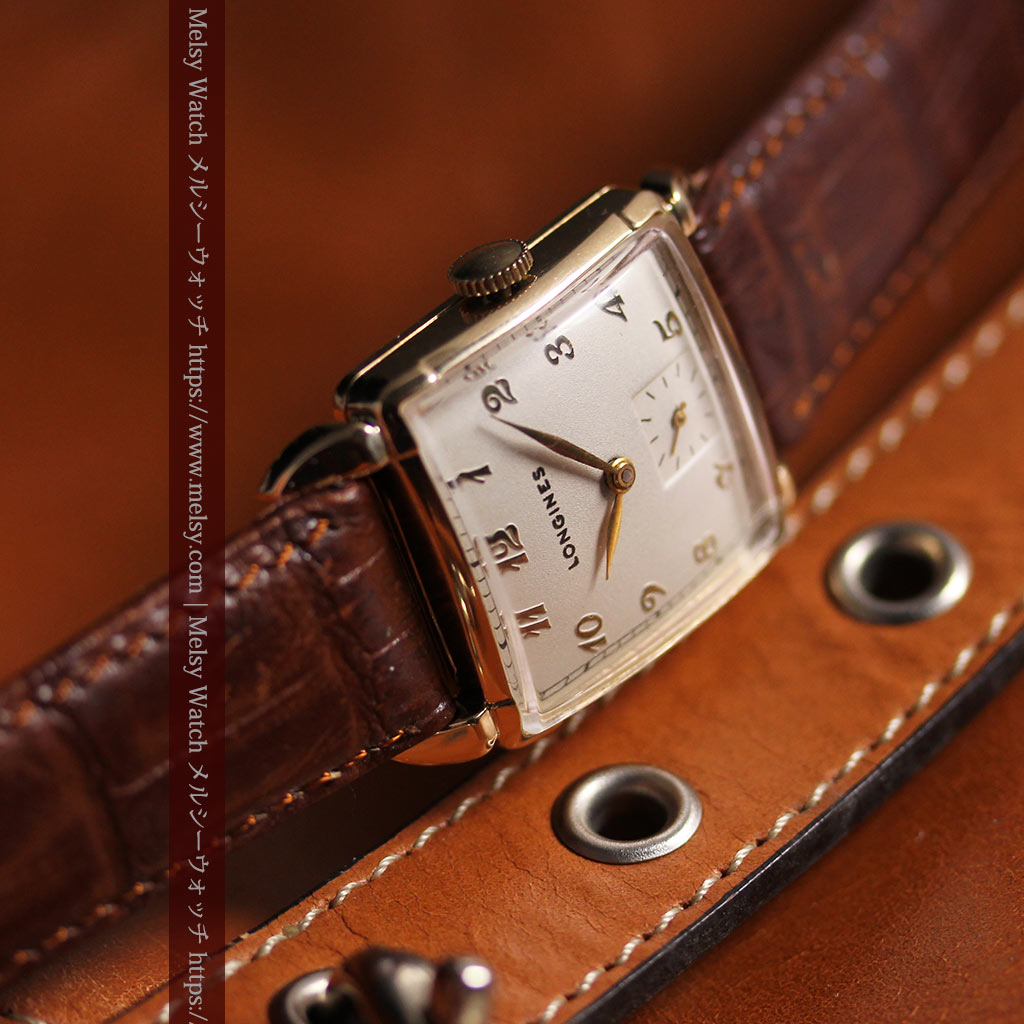 ロンジンのアンティーク金無垢腕時計 丸みのある昭和レトロ 【1949年頃】-W1677-8