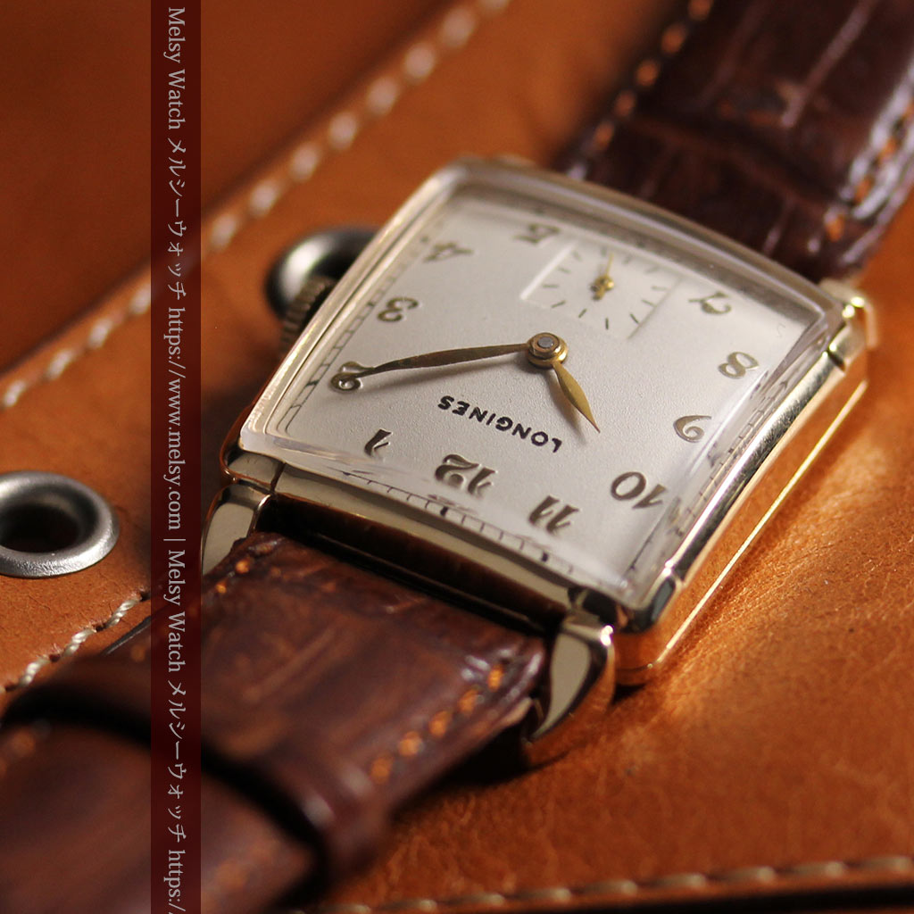 ロンジンのアンティーク金無垢腕時計 丸みのある昭和レトロ 【1949年頃】-W1677-9