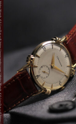 ロンジンのアンティーク金無垢腕時計 【1949年頃】結び目ラグ・ツートーン-W1680-3