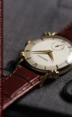 ロンジンのアンティーク金無垢腕時計 【1949年頃】結び目ラグ・ツートーン-W1680-7