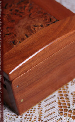 レッドガムの美しい模様と囲い枠 手作り木製コレクションボックス・木箱-A0334-10