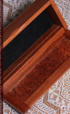 レッドガムの美しい模様と囲い枠 手作り木製コレクションボックス・木箱-A0334-12