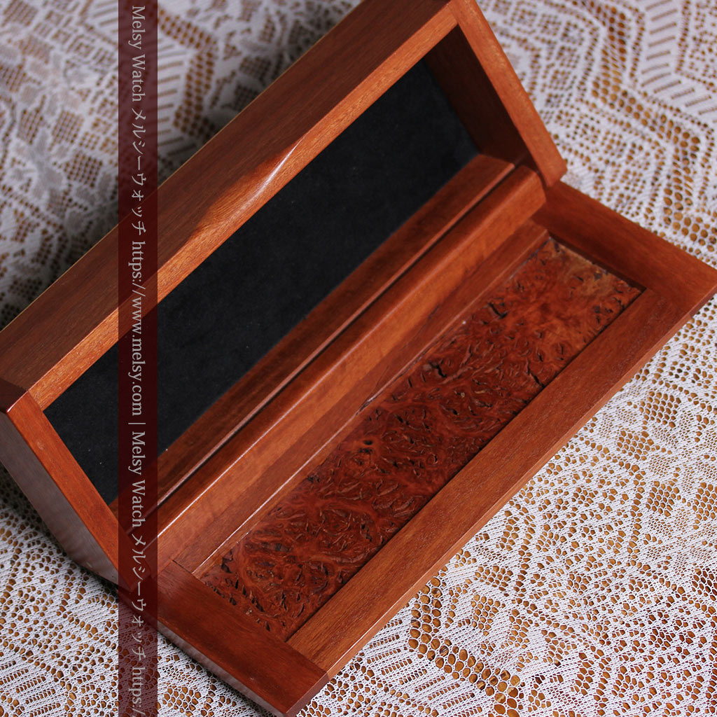 レッドガムの美しい模様と囲い枠 手作り木製コレクションボックス・木箱-A0334-12