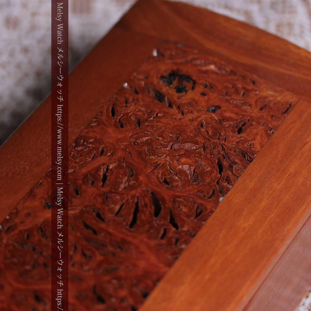 レッドガムの美しい模様と囲い枠 手作り木製コレクションボックス・木箱-A0334-2
