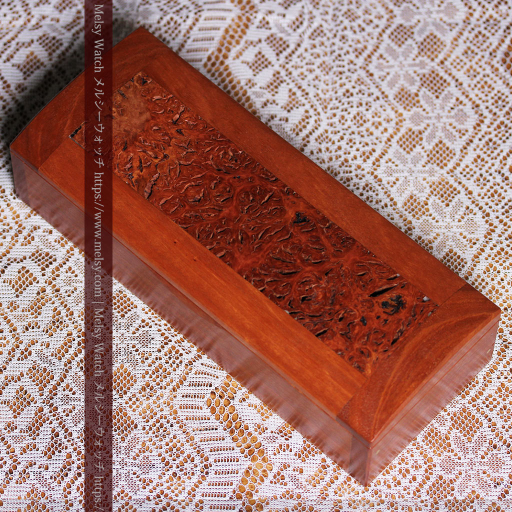 レッドガムの美しい模様と囲い枠 手作り木製コレクションボックス・木箱-A0334-3