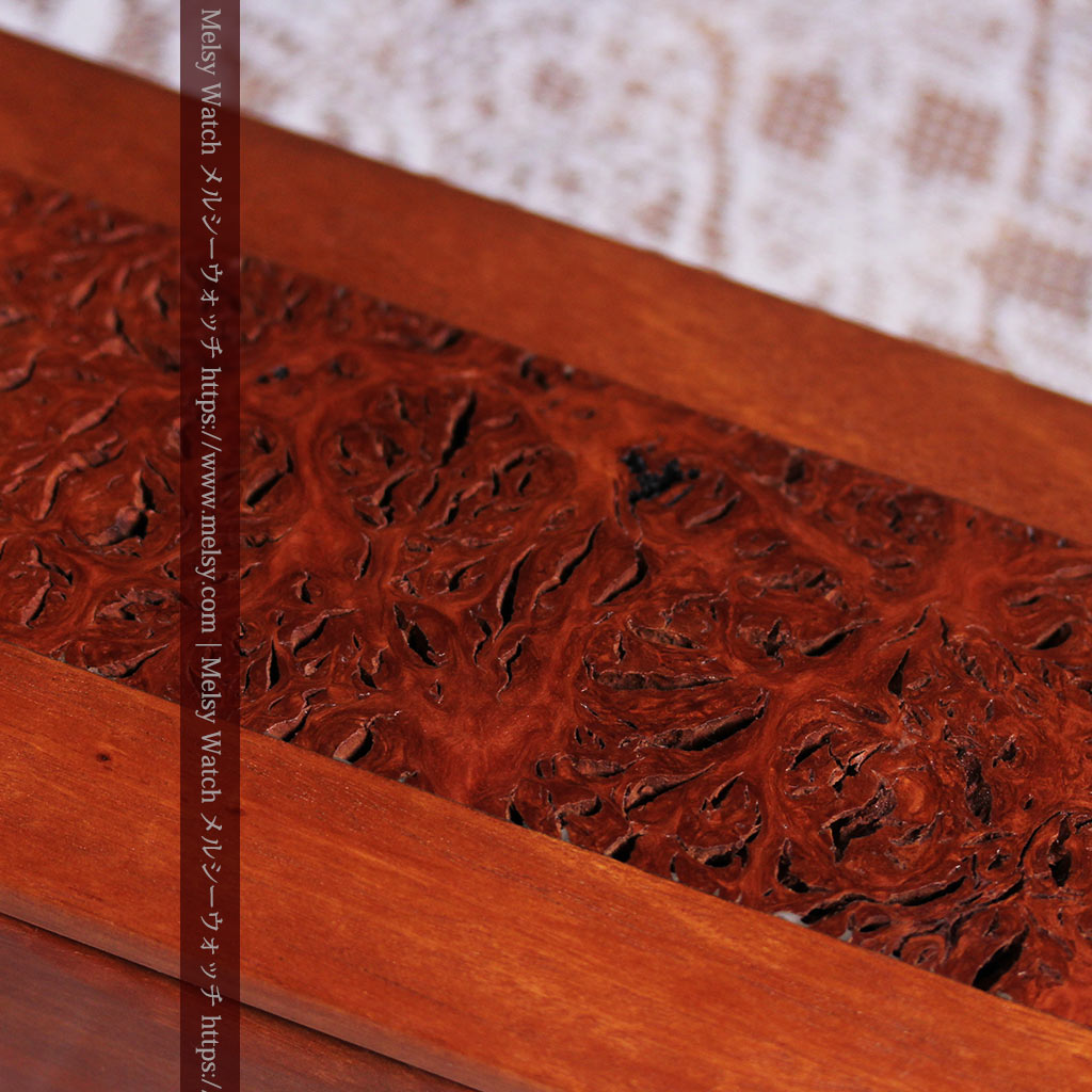レッドガムの美しい模様と囲い枠 手作り木製コレクションボックス・木箱-A0334-4