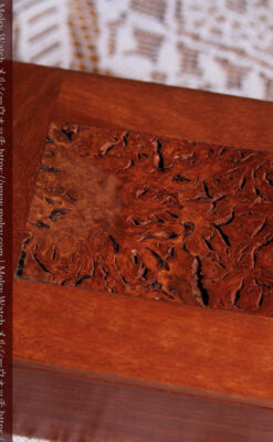 レッドガムの美しい模様と囲い枠 手作り木製コレクションボックス・木箱-A0334-5