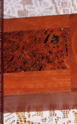 レッドガムの美しい模様と囲い枠 手作り木製コレクションボックス・木箱-A0334-6