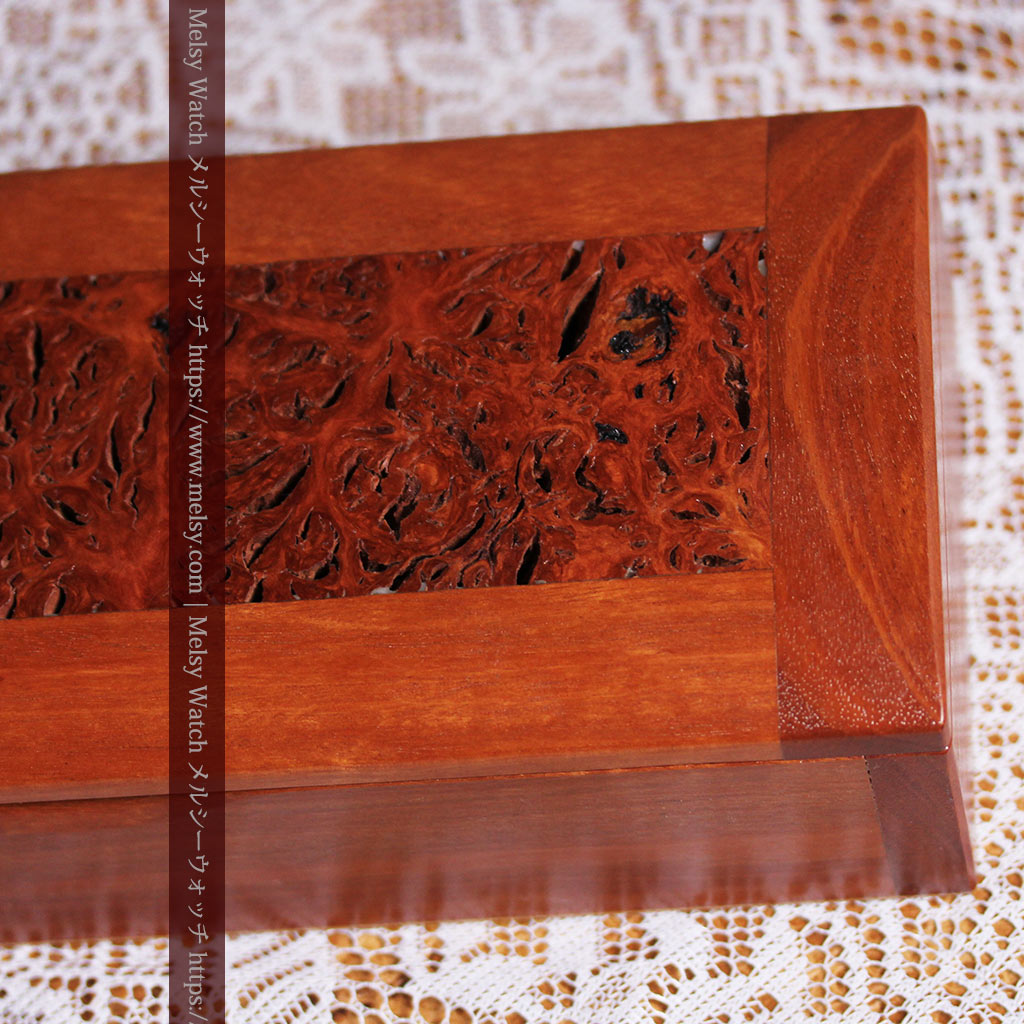 レッドガムの美しい模様と囲い枠 手作り木製コレクションボックス・木箱-A0334-6