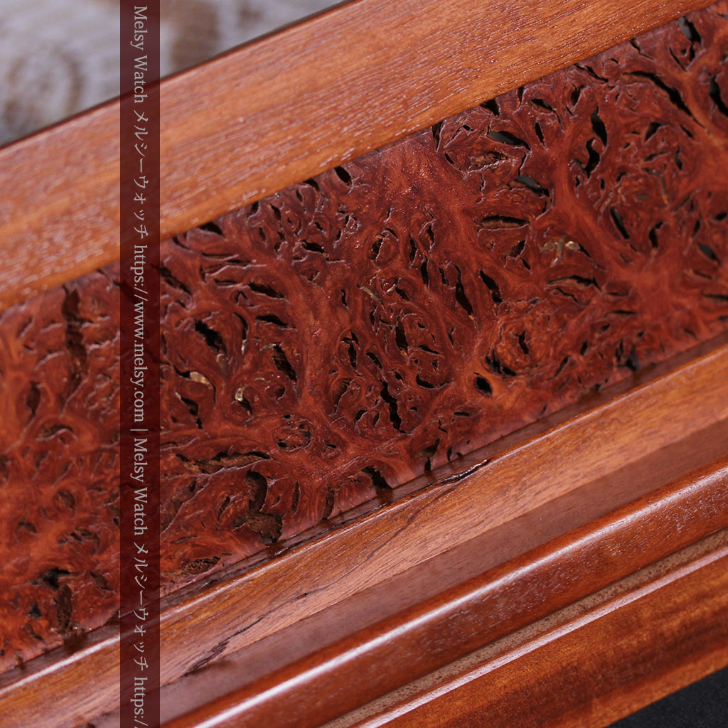 レッドガムの美しい模様と囲い枠 手作り木製コレクションボックス・木箱-A0334-7