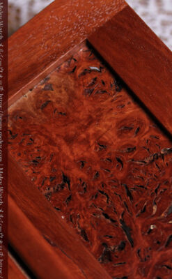 レッドガムの美しい模様と囲い枠 手作り木製コレクションボックス・木箱-A0334-8