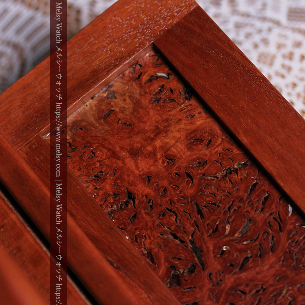 レッドガムの美しい模様と囲い枠 手作り木製コレクションボックス・木箱-A0334-8