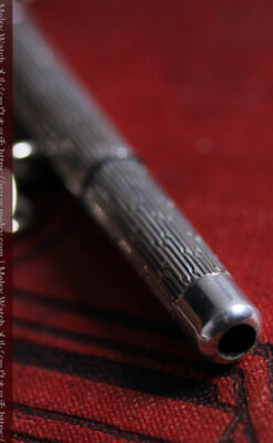 銀無垢アンティーク懐中時計チェーン 銀の紐・銀の飾りに銀の爪楊枝付き 【1900年頃】-C0535-10