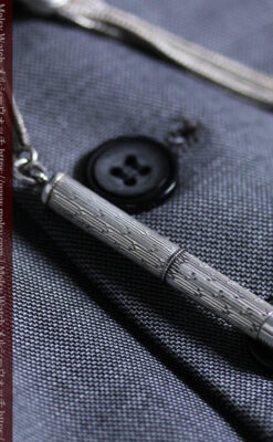 銀無垢アンティーク懐中時計チェーン 銀の紐・銀の飾りに銀の爪楊枝付き 【1900年頃】-C0535-15