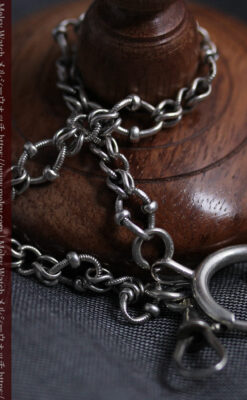 特殊な作りの銀無垢懐中時計チェーン-C0536-2