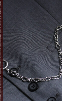 特殊な作りの銀無垢懐中時計チェーン-C0536-3