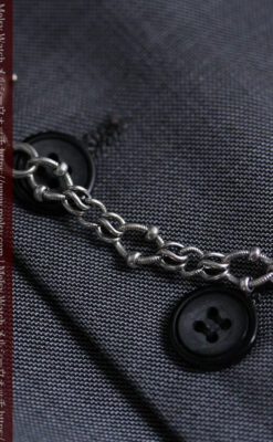 特殊な作りの銀無垢懐中時計チェーン-C0536-4