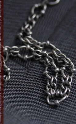 特殊な作りの銀無垢懐中時計チェーン-C0536-6