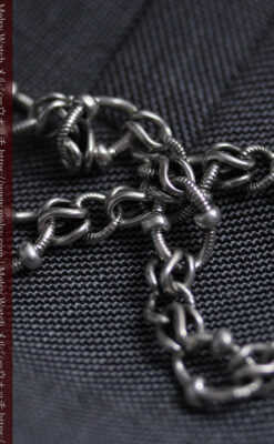 特殊な作りの銀無垢懐中時計チェーン-C0536-7