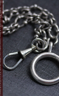 特殊な作りの銀無垢懐中時計チェーン-C0536-8