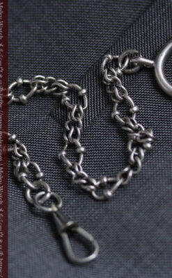 特殊な作りの銀無垢懐中時計チェーン-C0536-9