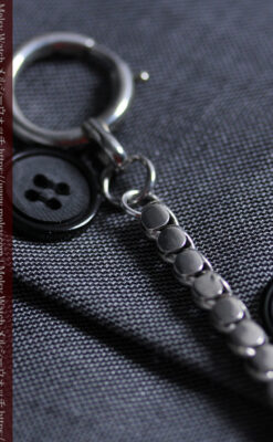 特殊な作りの銀無垢懐中時計チェーン 銀のメダル付き-C0537-10