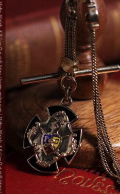 ピティアス騎士団の飾り付き アンティーク懐中時計チェーン-C0538-1