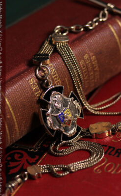 ピティアス騎士団の飾り付き アンティーク懐中時計チェーン-C0538-11