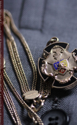 ピティアス騎士団の飾り付き アンティーク懐中時計チェーン-C0538-16