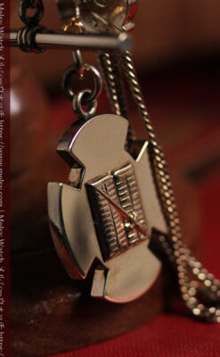 ピティアス騎士団の飾り付き アンティーク懐中時計チェーン-C0538-5