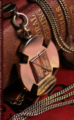 ピティアス騎士団の飾り付き アンティーク懐中時計チェーン-C0538-6