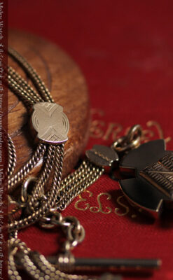 ピティアス騎士団の飾り付き アンティーク懐中時計チェーン-C0538-7