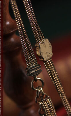 ピティアス騎士団の飾り付き アンティーク懐中時計チェーン-C0538-8