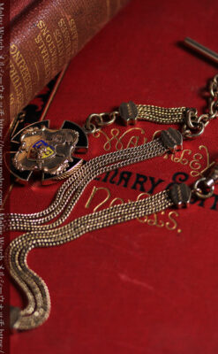 ピティアス騎士団の飾り付き アンティーク懐中時計チェーン-C0538-9