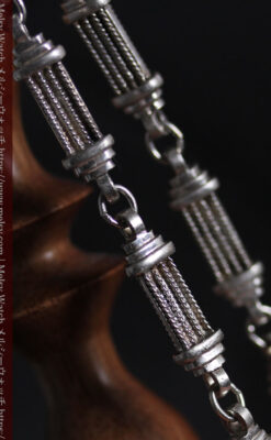 神殿のような特殊な形の銀無垢懐中時計チェーン-C0540-3