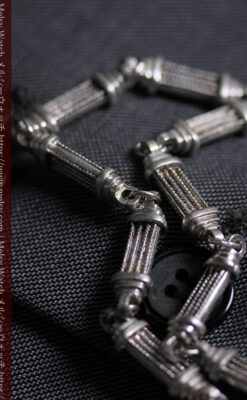 神殿のような特殊な形の銀無垢懐中時計チェーン-C0540-7