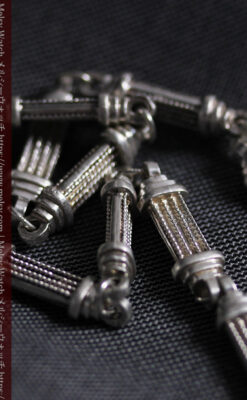 神殿のような特殊な形の銀無垢懐中時計チェーン-C0540-8