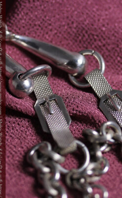 馬具一式をデザインに含めた銀無垢アンティーク懐中時計チェーン 【1880年頃】-C0541-10