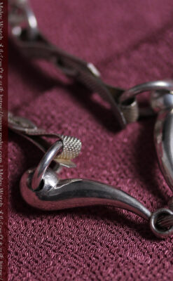 馬具一式をデザインに含めた銀無垢アンティーク懐中時計チェーン 【1880年頃】-C0541-12