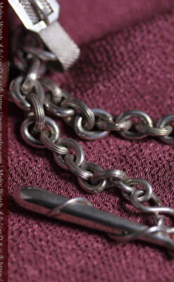 馬具一式をデザインに含めた銀無垢アンティーク懐中時計チェーン 【1880年頃】-C0541-14