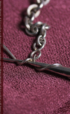 馬具一式をデザインに含めた銀無垢アンティーク懐中時計チェーン 【1880年頃】-C0541-18