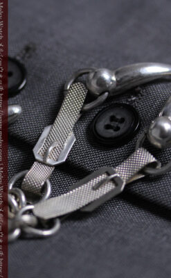 馬具一式をデザインに含めた銀無垢アンティーク懐中時計チェーン 【1880年頃】-C0541-2