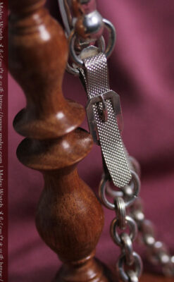 馬具一式をデザインに含めた銀無垢アンティーク懐中時計チェーン 【1880年頃】-C0541-20