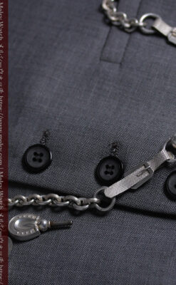 馬具一式をデザインに含めた銀無垢アンティーク懐中時計チェーン 【1880年頃】-C0541-3