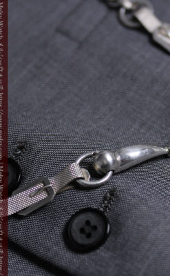 馬具一式をデザインに含めた銀無垢アンティーク懐中時計チェーン 【1880年頃】-C0541-5