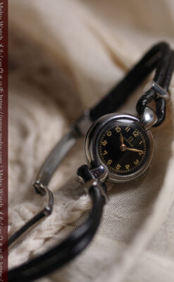 オメガ1930年代のモダンな黒 アンティーク腕時計 【1937年頃】レディース-W1681-7